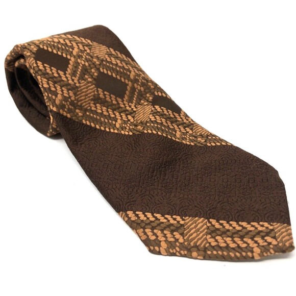 Don Loper of California Wide Mens Neck Tie VTG 60s Brown Orange Rockabilly Mod - Picture 1 of 9